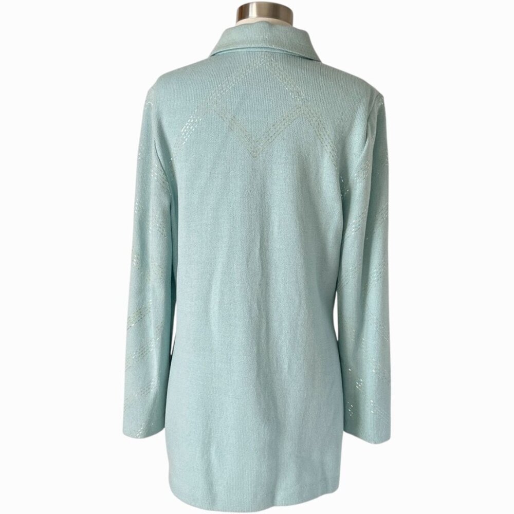 St John Evening Paillette Knit Jacket 8 Soft Blue Embellished Elegant - Picture 4 of 10